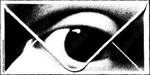 Eye in envelope design - high contrast black and white gift voucher concept