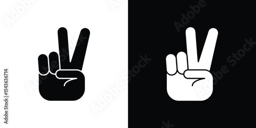 Hand peace icon collection. line stroke icon. EPS 10