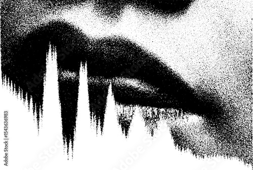 Glitch effect black and white abstract art with high contrast design elements