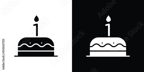 Happy first birthday icon collection. line stroke icon. EPS 10