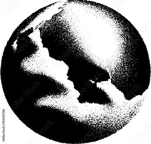 Abstract black and white globe with high contrast meridian design for creative projects