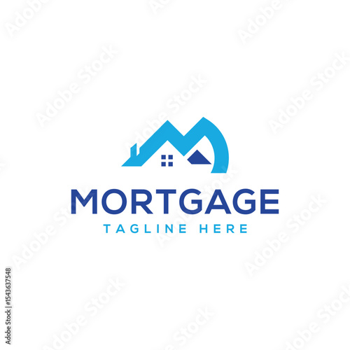 mortgage logo design letter mark m creative house shape property real estate business