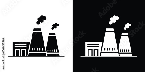 Heat power station icon collection. line stroke icon. EPS 10
