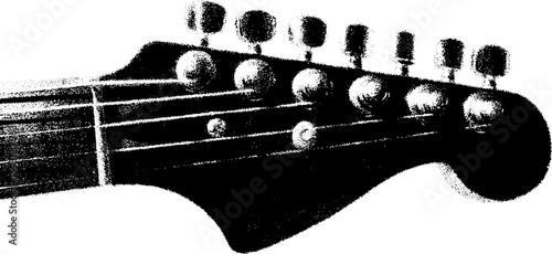 Abstract high contrast black and white guitar headstock art for creative design