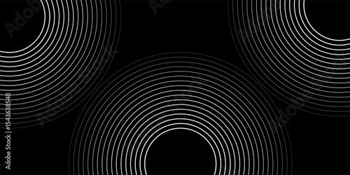 Abstract grey and red circle line vector on dark background. Modern simple overlap circle lines texture creative design. Suit for poster, cover, banner, flyer, brochure, presentation, website