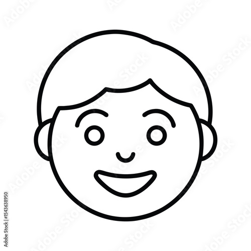 Smiling face outline vector depicting joy happiness and positive emotion for conceptual design