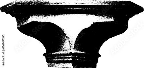 Architectural detail of inverted corbel bracket in high contrast black and white