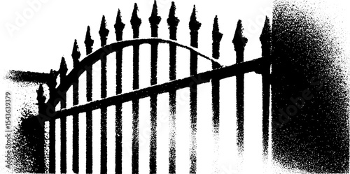 High contrast black and white iron gate motif - abstract design for artistic decor