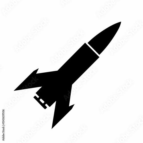Black rocket vector illustration isolated on a white background with a simple design.