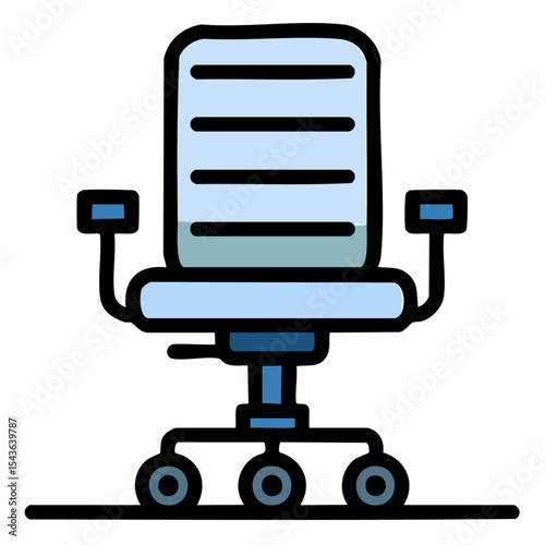 Vector illustration of a comfortable office chair with armrests and wheels isolated