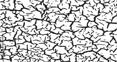 Abstract Black and White Cracked Texture Background - Grunge Damage Pattern