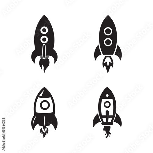 Cartoon rocket silhouette vector illustration