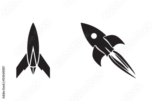 Cartoon rocket silhouette vector illustration