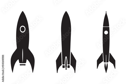 Cartoon rocket silhouette vector illustration