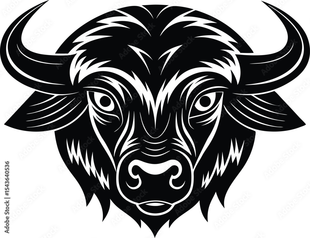 Fototapeta premium Stylized bison head silhouette for banner design