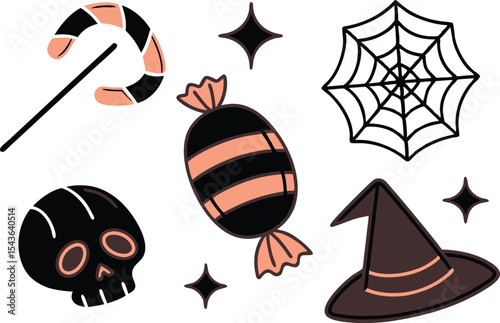 Halloween Candy Clipart Set for Spooky Season. Colorful Halloween Candy Collection for Designers. Cute Halloween Candy Illustrations for Kids Projects. Trick or Treat Halloween Candy Clipart Bundle