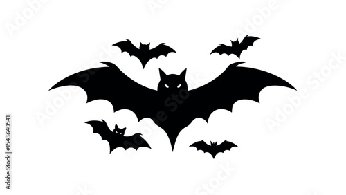 Silhouettes of flying bats, perfect for Halloween, spooky art, night scenes, horror concepts, and gothic or dark-themed illustrations.