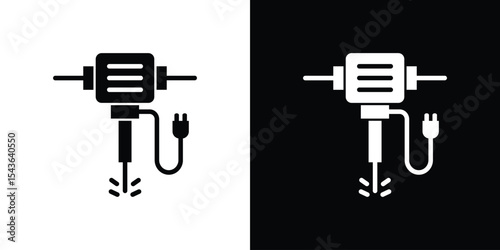 Hydraulic breaker icon collection. line stroke icon. EPS 10