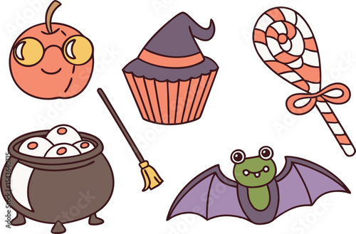 Halloween Candy Clipart Set for Spooky Season. Colorful Halloween Candy Collection for Designers. Cute Halloween Candy Illustrations for Kids Projects. Trick or Treat Halloween Candy Clipart Bundle