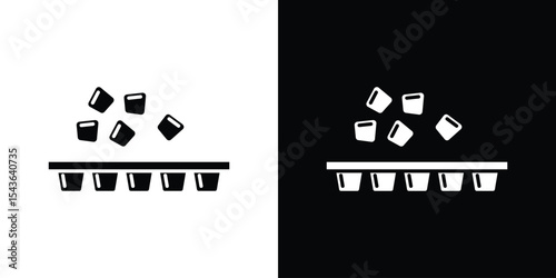 Ice cube plastic container icon collection. line stroke icon. EPS 10