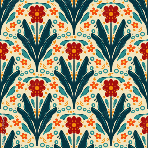 250646 line floral scribble seamless repeat background, motifs floral hand drawn, scribble style, ogee pattern, design for seamless floral pattern, printing, wrapping, background and craft