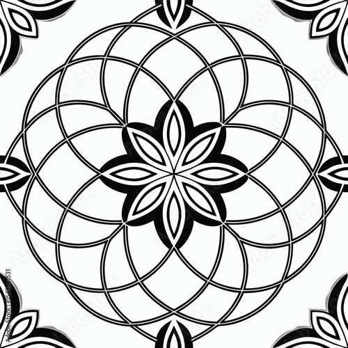 Abstract floral fan design icon: a black and white vector symbol for a cooler or ventilator concept