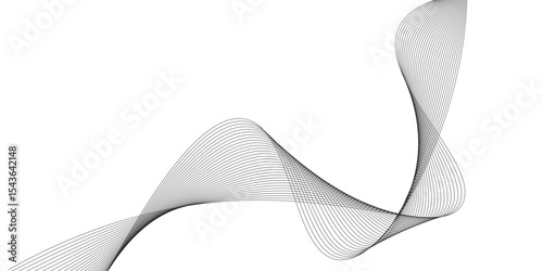 Technology abstract lines on white background. Frequency sound wave, twisted curve lines with blend effect.