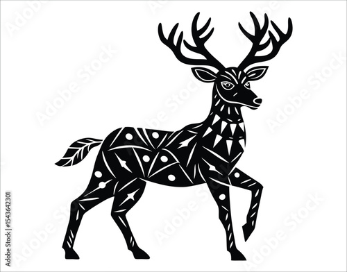 Decorative Deer Silhouette – Modern Wildlife Vector