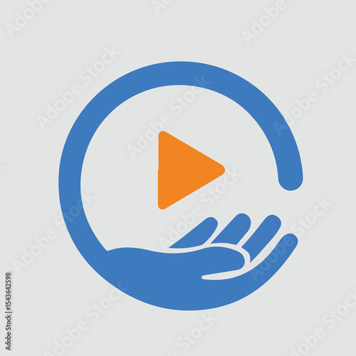Hand on play vector icon
