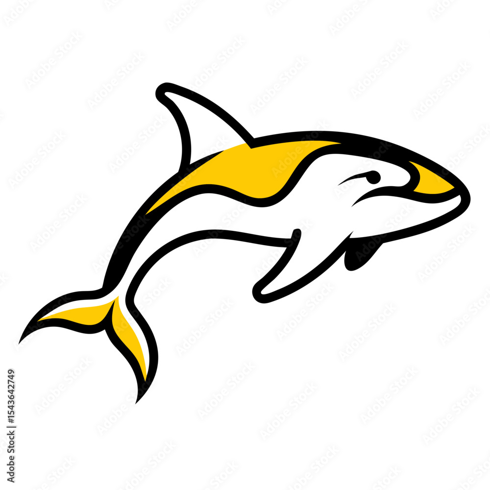 Fototapeta premium Abstract yellow and white shark illustration in minimal style