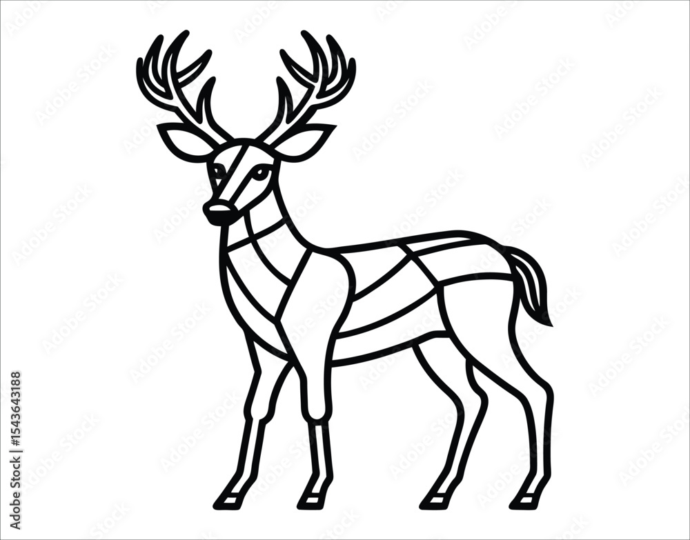 Fototapeta premium Stylized Deer Silhouette with Geometric Tribal Pattern – Vector Illustration