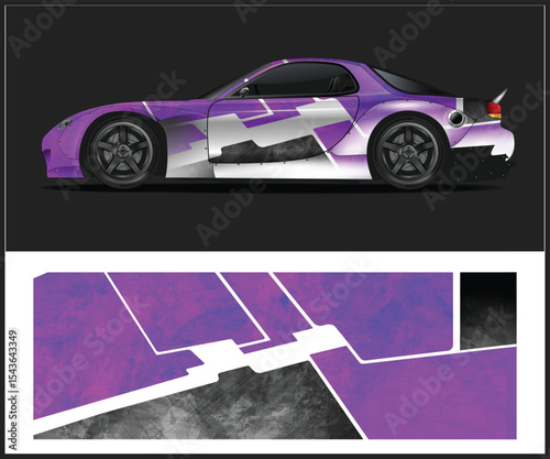 Purple and Grey Abstract Design for Race Car Wrap