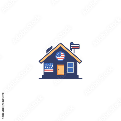 Classic American Farmhouse Different American houses icon Vector thin line icon suburban American houses.