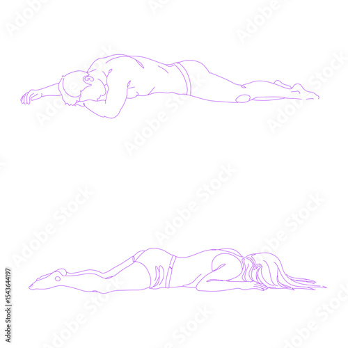 person lying face down lineart illustration