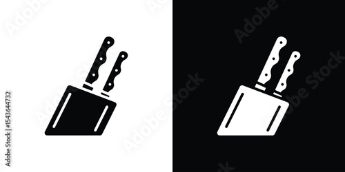 Kitchen knife block icon collection. line stroke icon. EPS 10