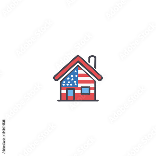 Classic American Farmhouse Different American houses icon Vector thin line icon suburban American houses.