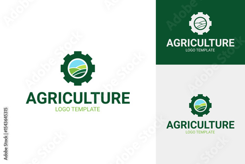Agriculture with gear icon logo design template vector illustration