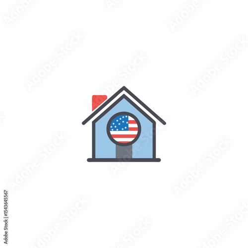 Classic American Farmhouse Different American houses icon Vector thin line icon suburban American houses.