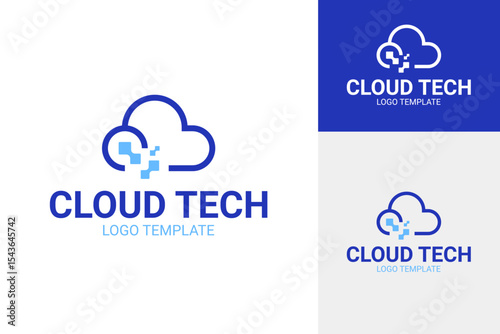 Cloud technology for app or business logo design template vector illustration