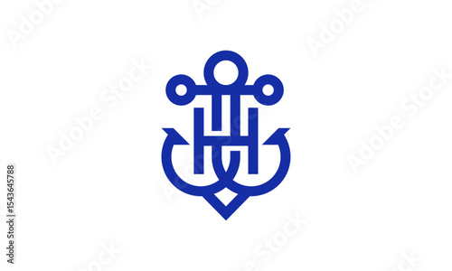 Anchor H Letter Logo Design – Strong and Nautical H Logo Integrated with Anchor Symbol