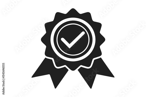 approved certificate medal icon silhouette on white background