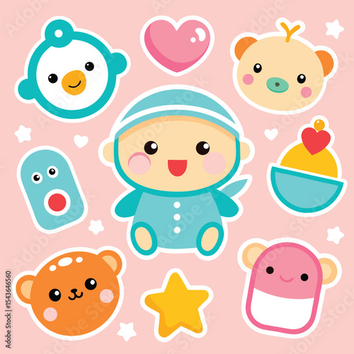Cute Kawaii Baby Stickers Collection