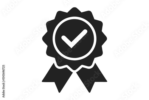 approved certificate medal icon silhouette on white background