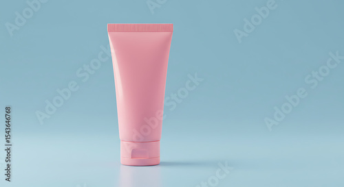 a pink cosmetic tube, shiny, glossy, high-quality, detailed, studio lighting, clean background, 3d render, high resolution
