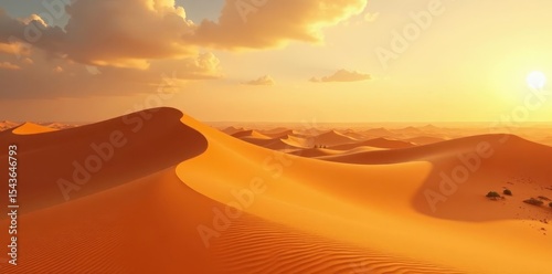 Vast expanse of Sahara sand dunes, sun-baked earth, background, hot