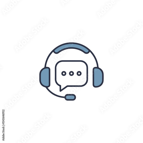 flat vector icon of remote working, Headsets & Online Support, on white background, suitable for design and infographic applications