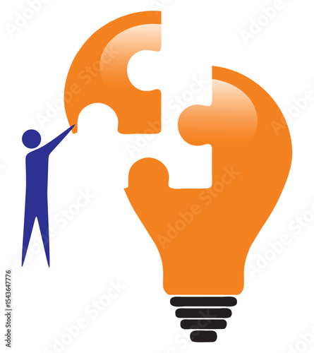 the concept of success in business. vector illustration of a group of people working together to form a team and collaborate to fix a puzzle light in unison as a symbol of the company's success and ac