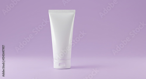 a 3d render of a white cosmetic product tube, minimalist design, clean lines, high gloss finish, high-resolution, detailed, studio lighting
