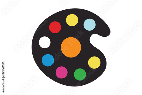 artists palette silhouette on white background