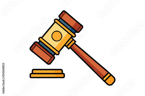 Auction hammer flat style icon isolated on white background